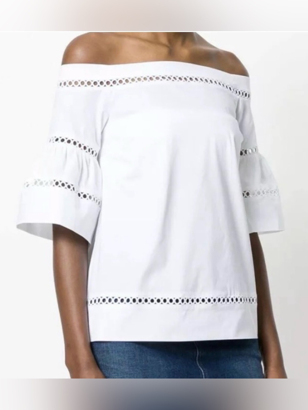Michael Kors Cream Blouse with Branded Ribbon Detail